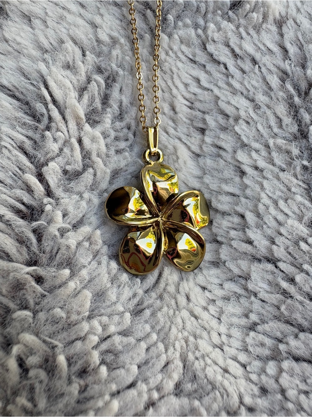 Gold Plumeria Pendant Necklace